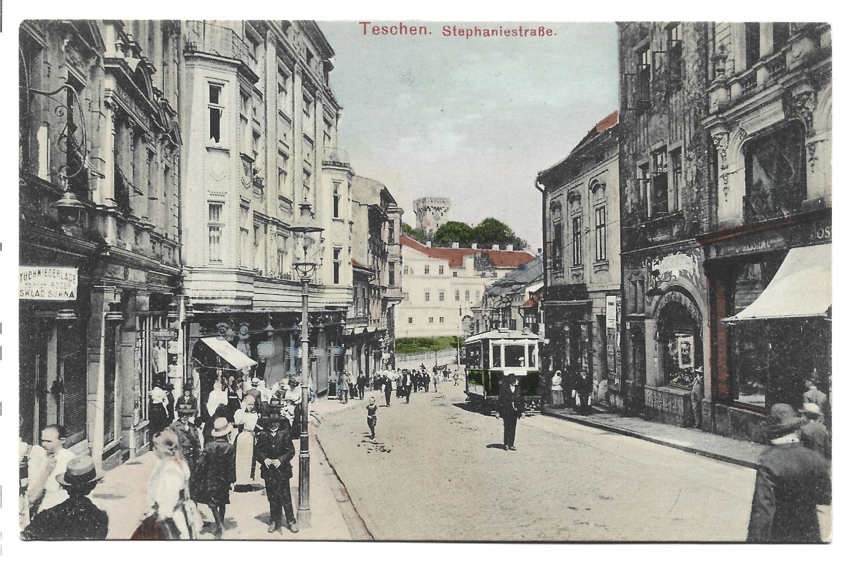 Pocztówka - Teschen. Stephaniestrasse - Cieszyn. Ul. Stefanii, 1913 r.