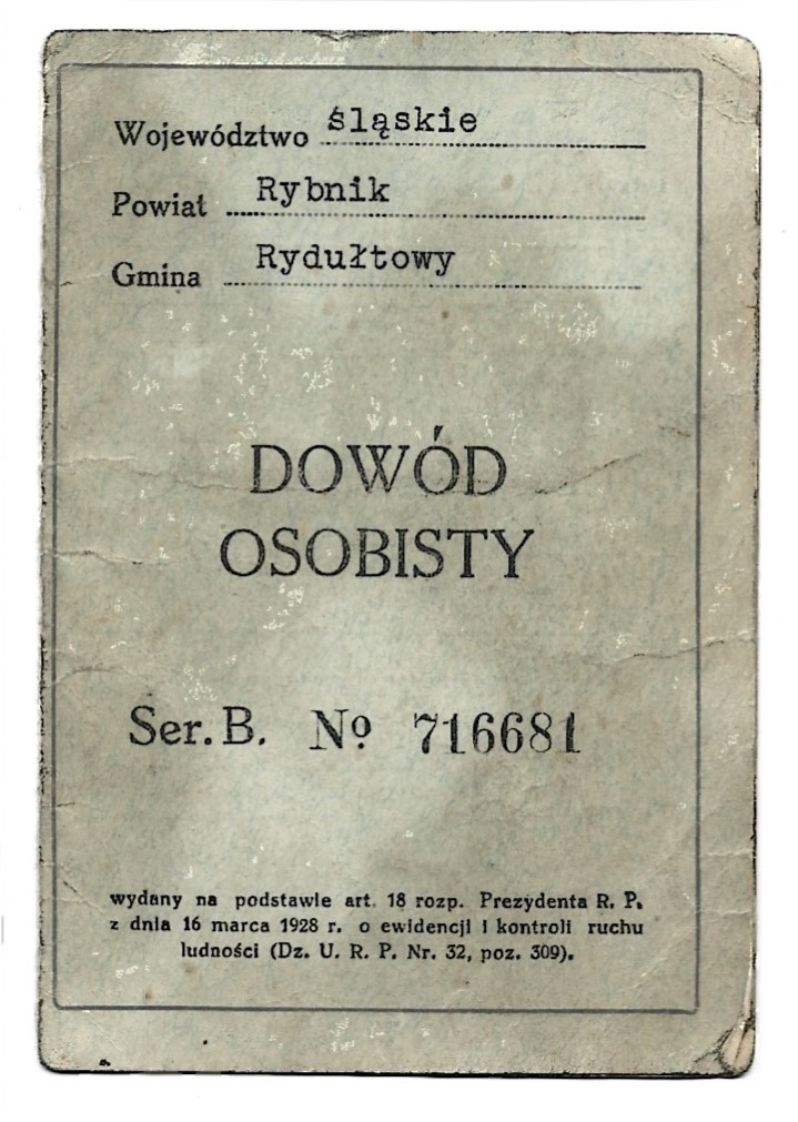 Dowód osobisty 1936 r., Rybnik-Rydułtowy