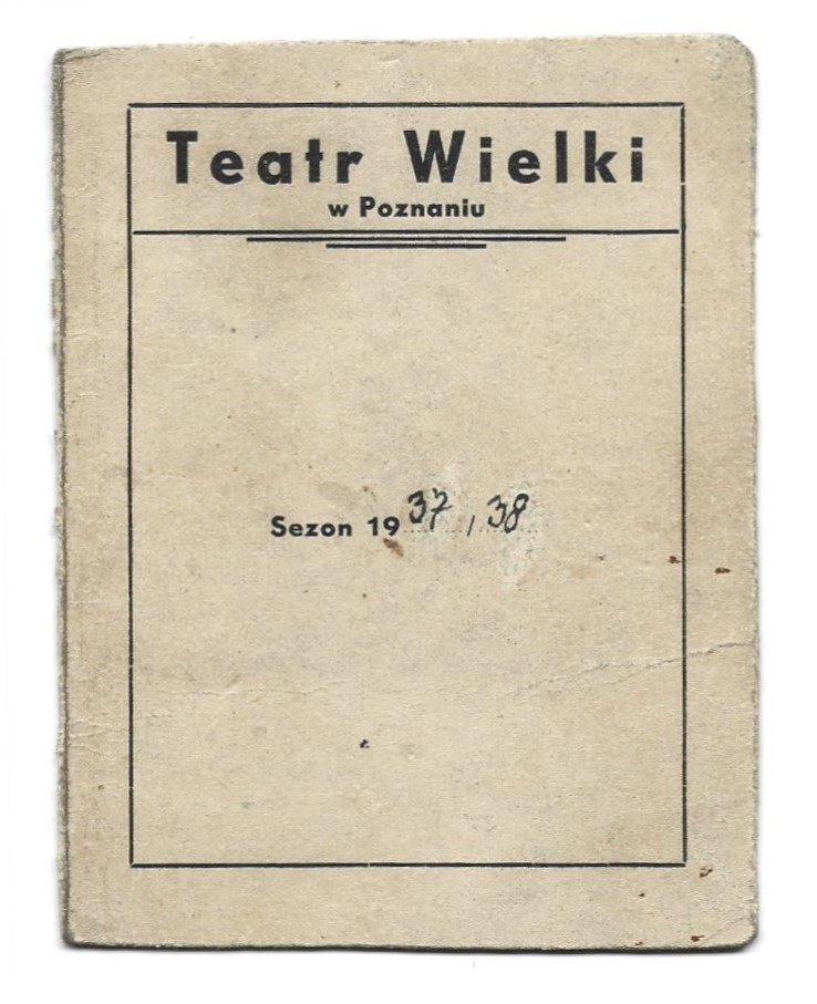 Legitymacja - Teatr Wielki w Poznaniu, 1937/38 r.