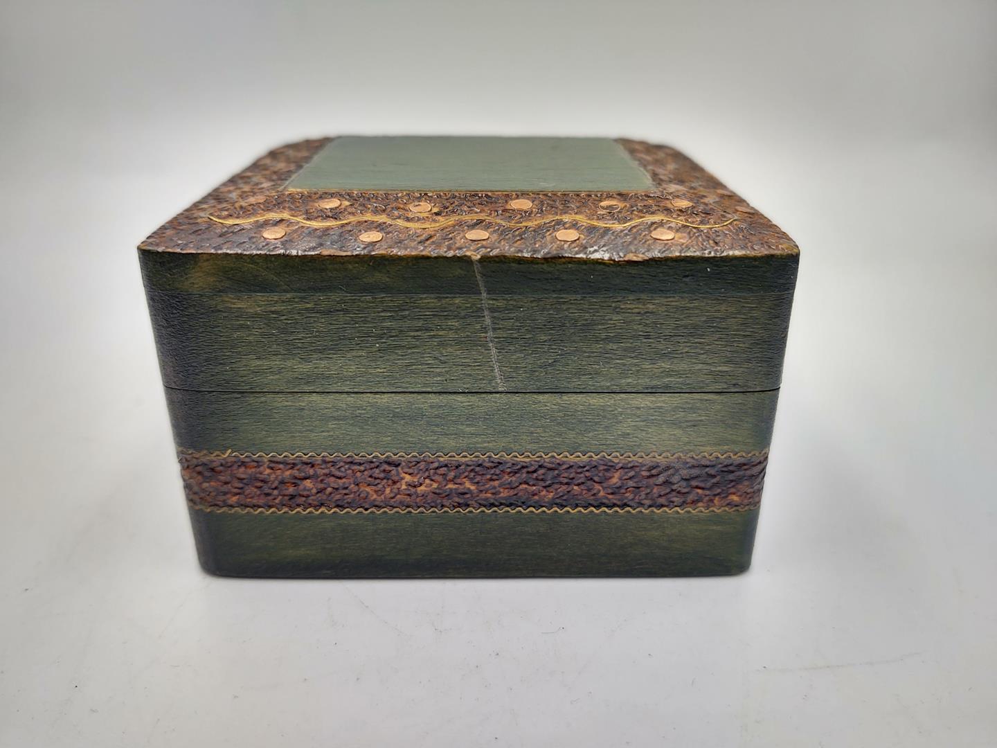 Drewniane pudełko PRL - szkatułka inkrustowana