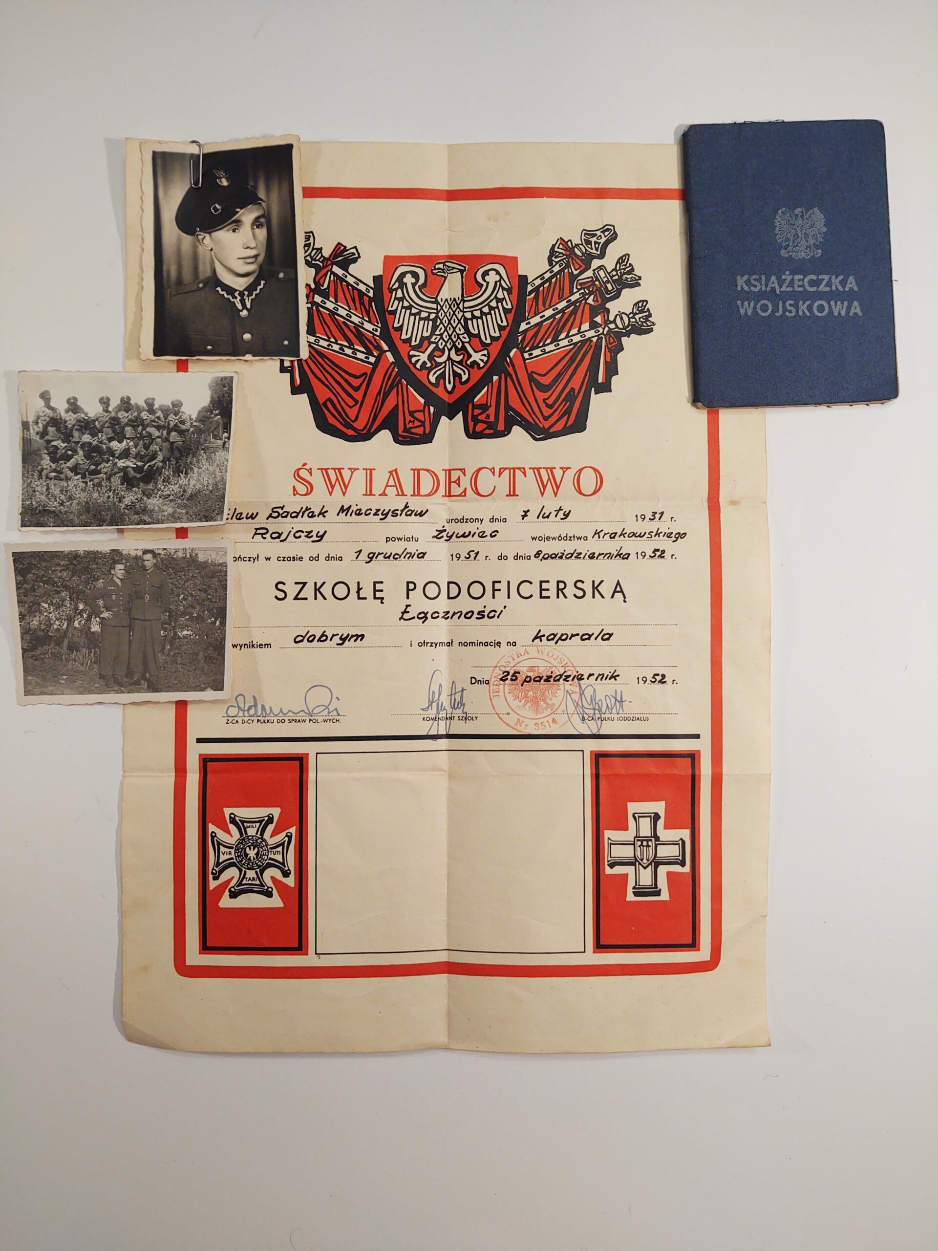 Świadectwo Ukończenia Szkoły Podoficerskiej, 1952r.