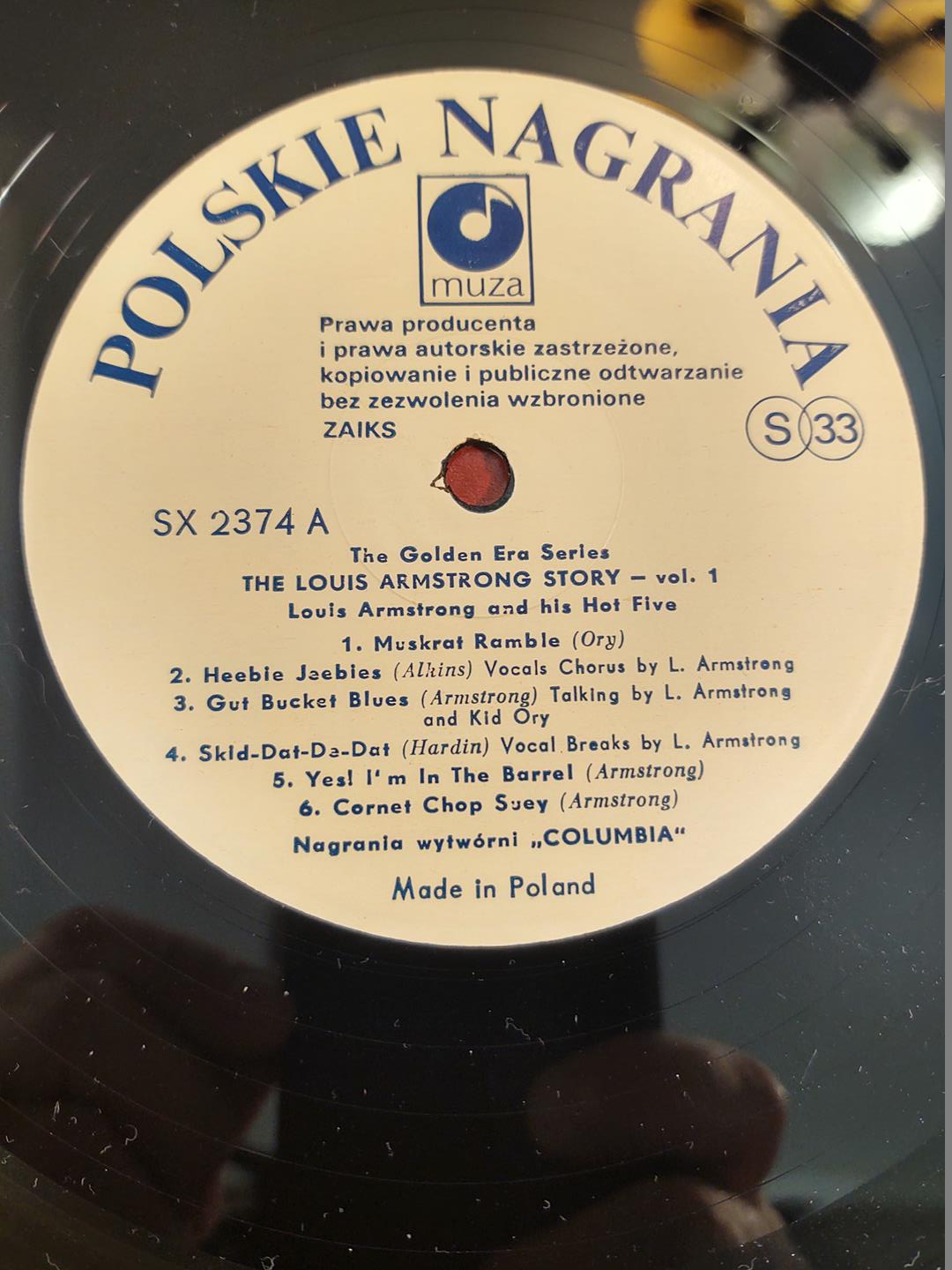 Płyta winylowa "The Louis Armstrong story. Vol. 1 - Hot Five", 1988 r.