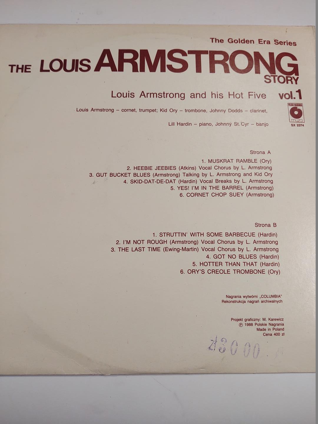 Płyta winylowa "The Louis Armstrong story. Vol. 1 - Hot Five", 1988 r.