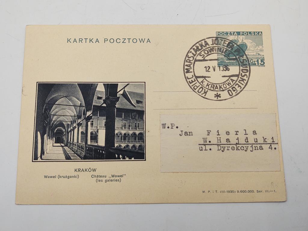 Karta pocztowa Kraków - Kopiec Marszałka J. Piłsudskiego 1936 - WP