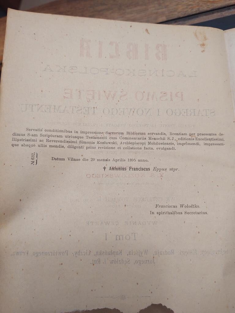 Biblia łacińsko-polska, Tom I - Wilno, 1895 r.