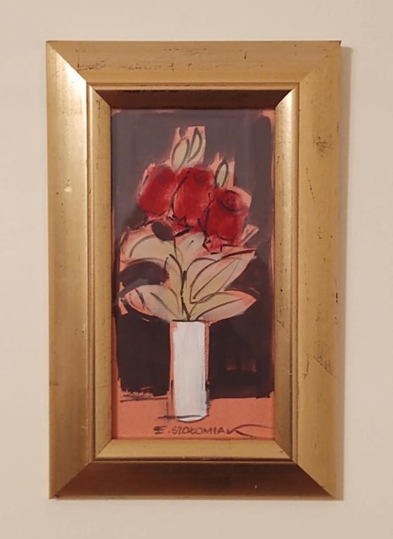 Obraz: kwiaty - róże czerwone, Elżbieta Szołomiak