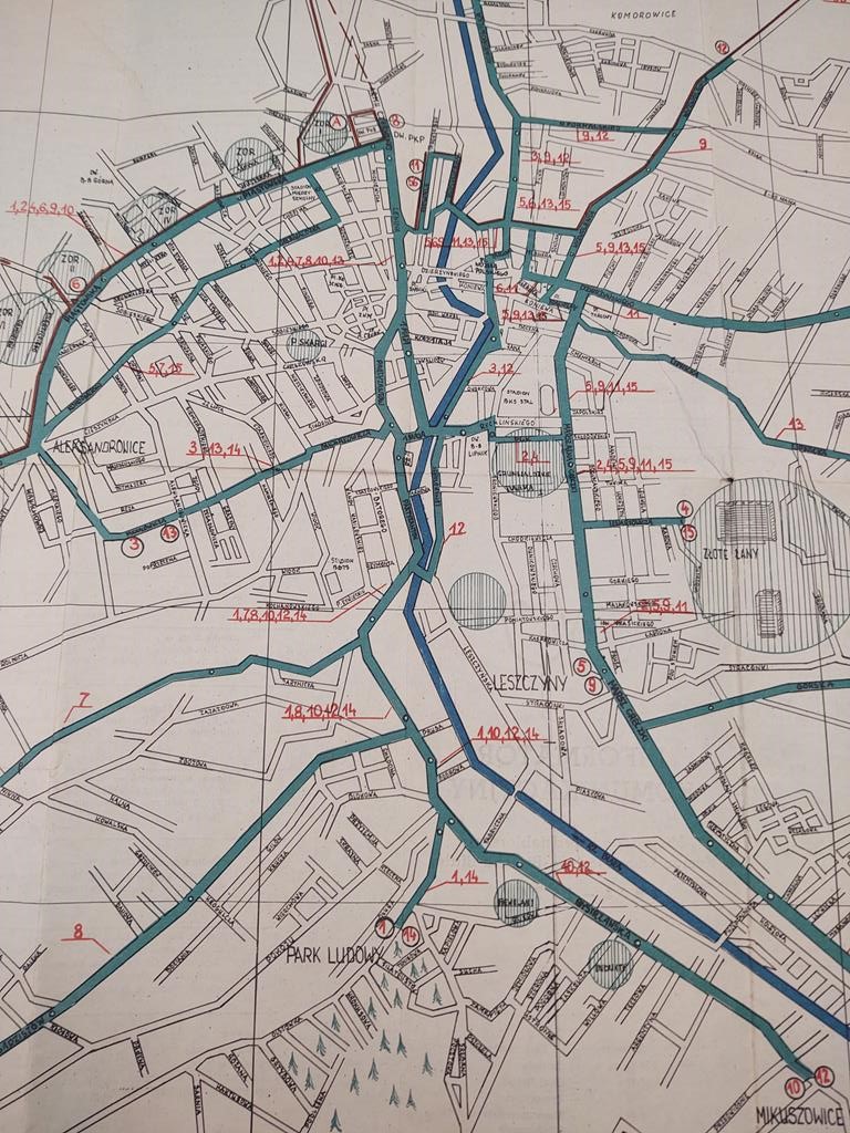 Mapa - Informator komunikacyjny MPK w Bielsku-Białej, 1973-1974 r.