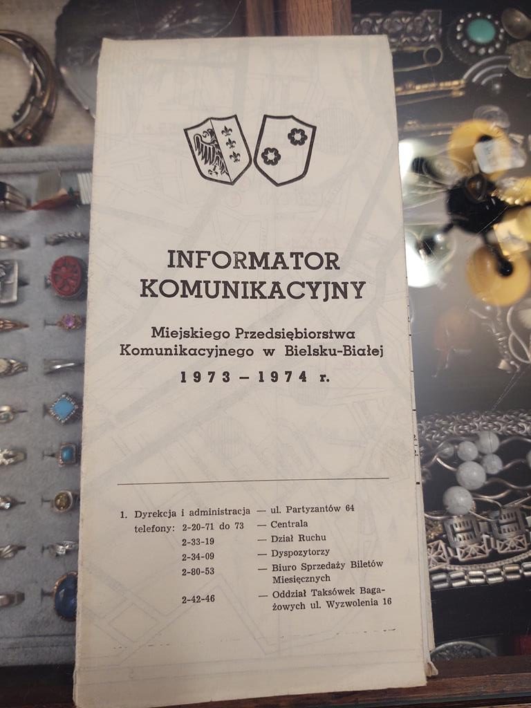 Mapa - Informator komunikacyjny MPK w Bielsku-Białej, 1973-1974 r.