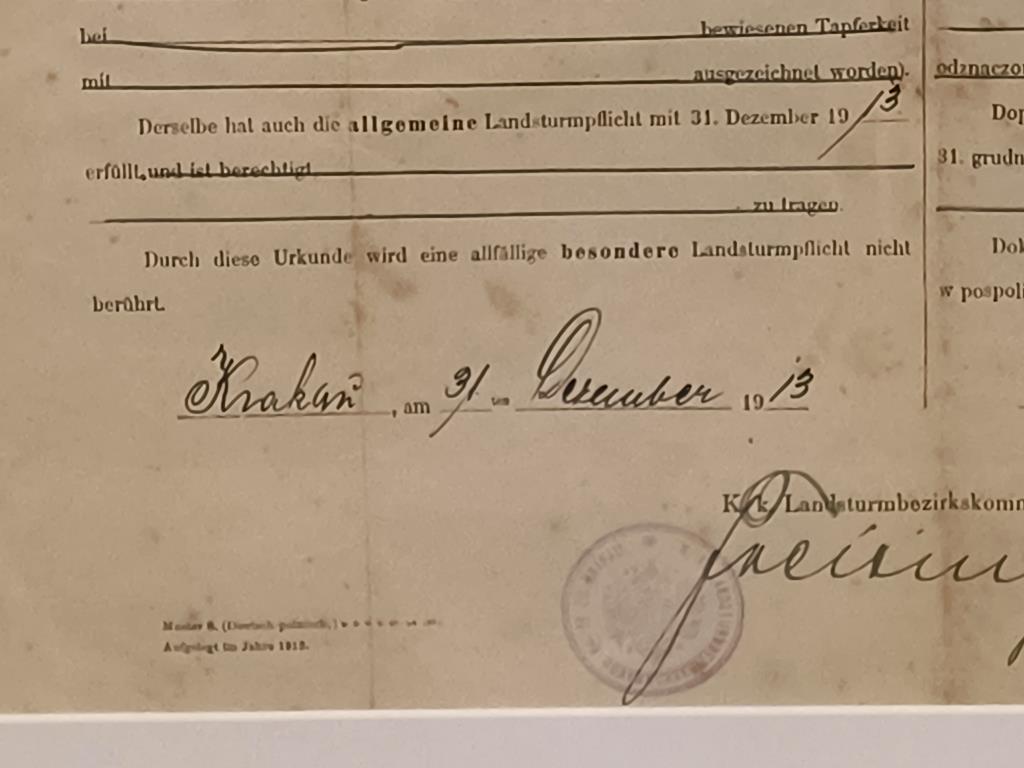 Dokument: Austro-Węgry GALICJA Krakau 1913 - odprawa wojskowa