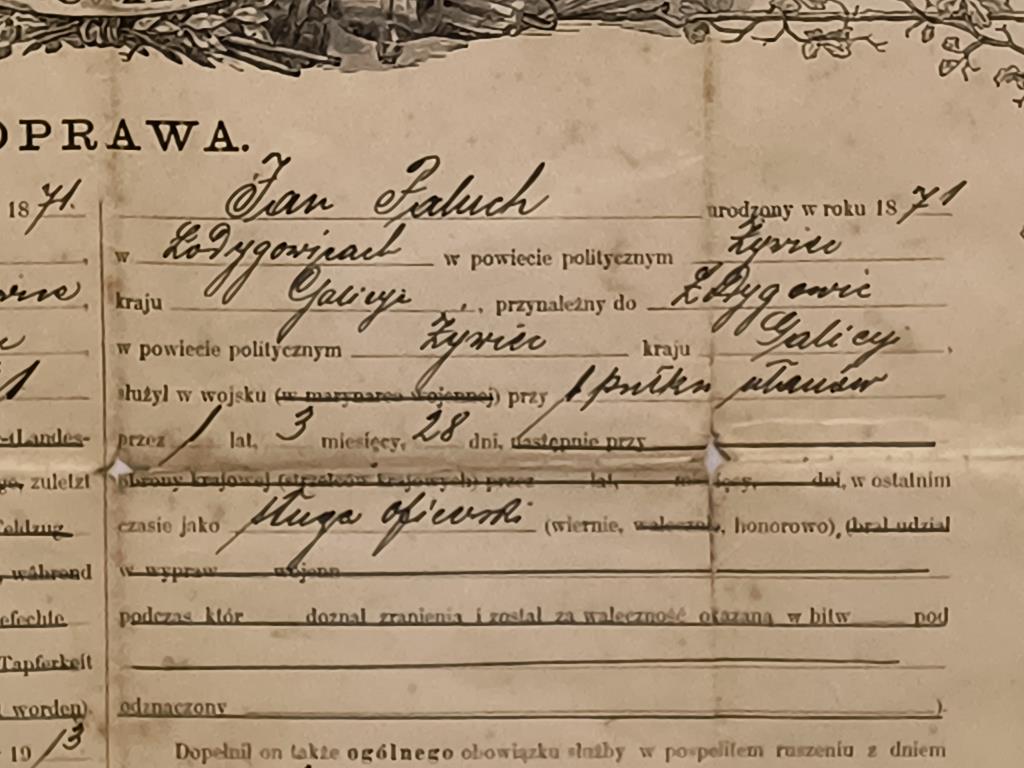 Dokument: Austro-Węgry GALICJA Krakau 1913 - odprawa wojskowa