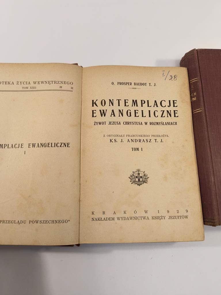 Książka "Kontemplacje ewangeliczne" o. Prosper Baudot, 1929 r.