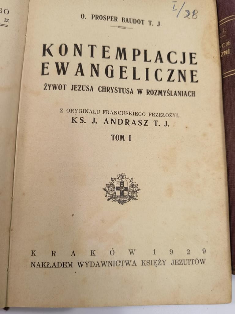 Książka "Kontemplacje ewangeliczne" o. Prosper Baudot, 1929 r.