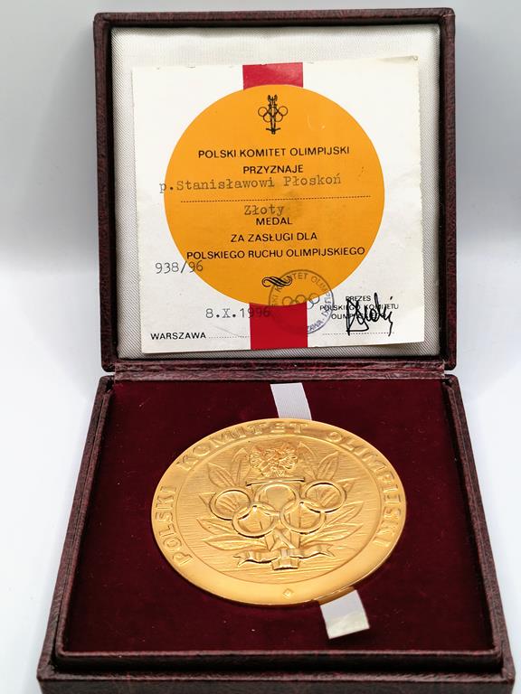 Medal Za Zasługi Dla Polskiego Ruchu Olimpijskiego, ZŁOTY - dla Stanisława Płoskonia