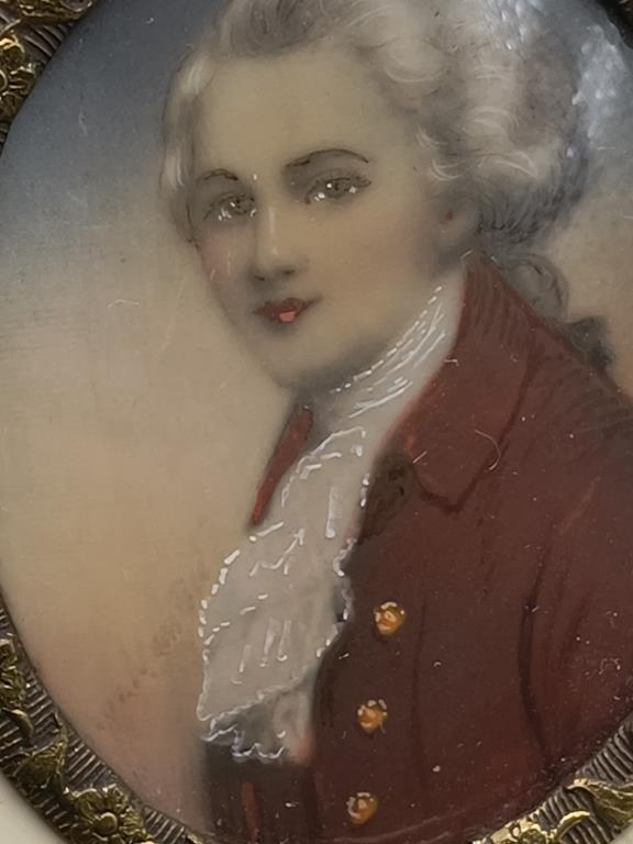 Portret - W. A. Mozart – miniatura na kości, XX w., Elfenbein Miniatur