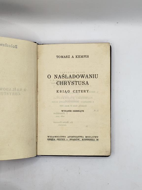 Książeczka "O naśladowaniu Chrystusa" Tomasz A. Kempis, 1938 r.