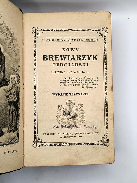 Książeczka "Nowy brewiarzyk tercjarski", 1928 r.