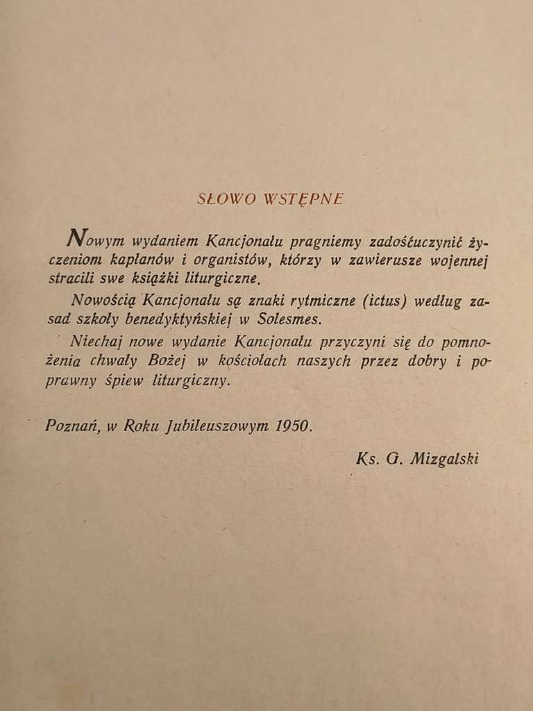 Książka "Kancjonał kościelny", 1950 r.