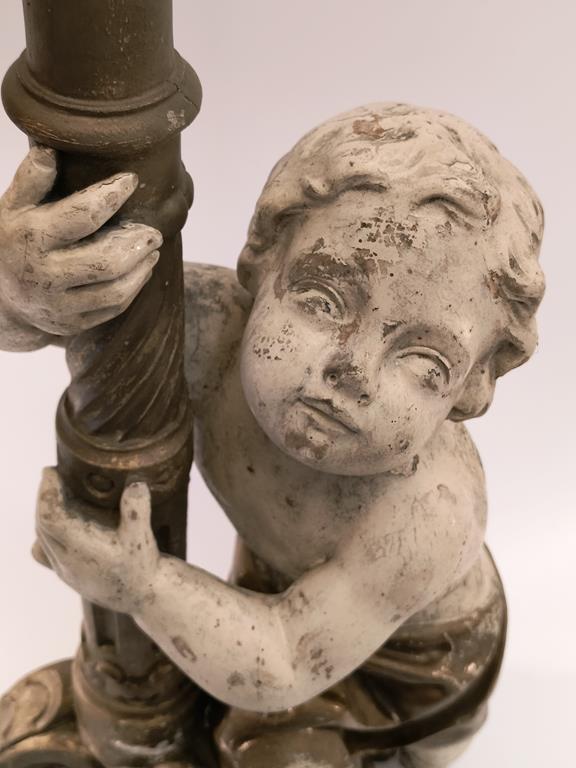 Barokowy świecznik anioł-putto XVIII w.