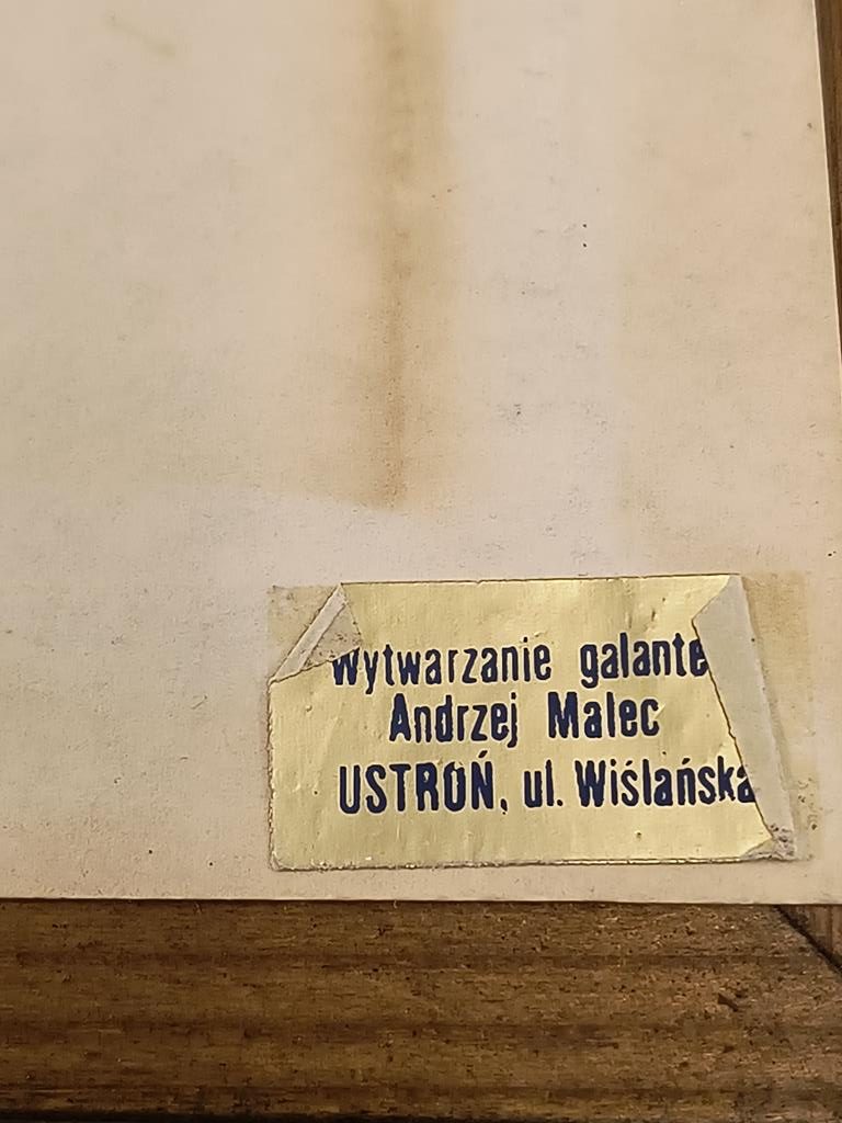 Obrazek malowany na kości: pejzaż wiejski - Andrzej Malec, Ustroń, 1995 r.