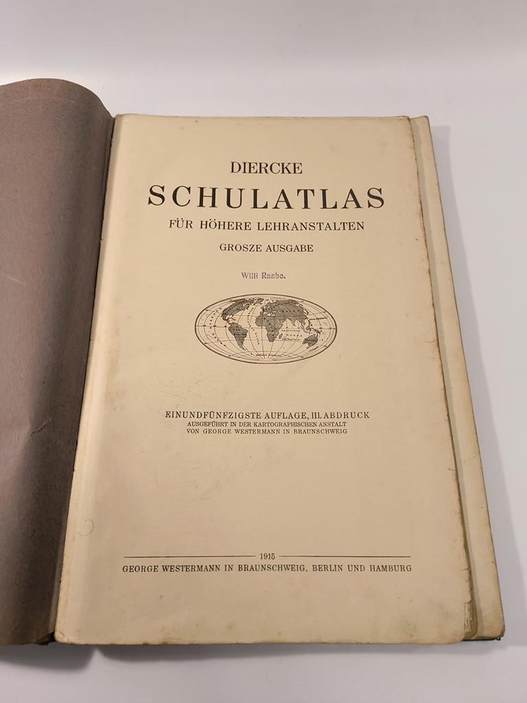 Atlas szkolny dla uczelni wyższych - Diercke. Schulatlas fur hohere lehranstalten, 1915 r.