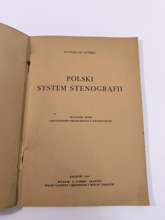 Książka "Polski system stenografii" Stanisław Korbel, 1949 r.