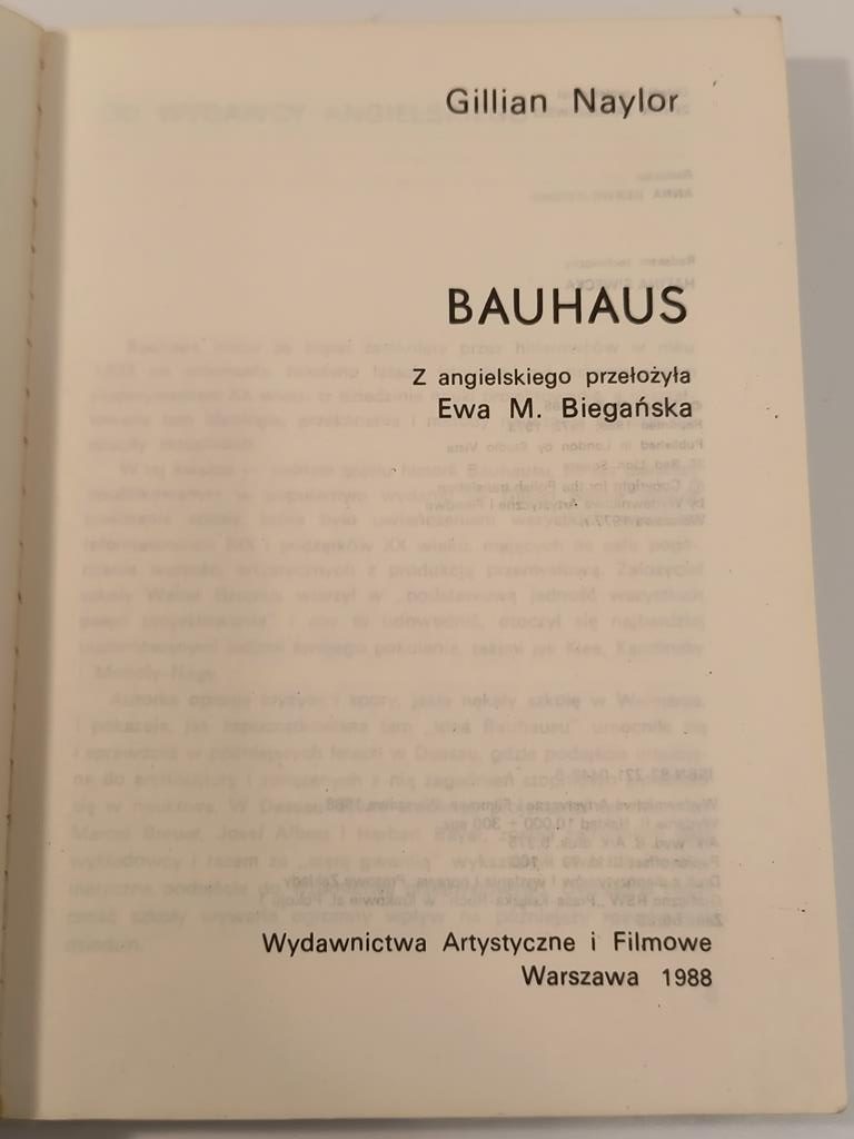 Książka "Bauhaus" Gillian Naylor, 1988r.