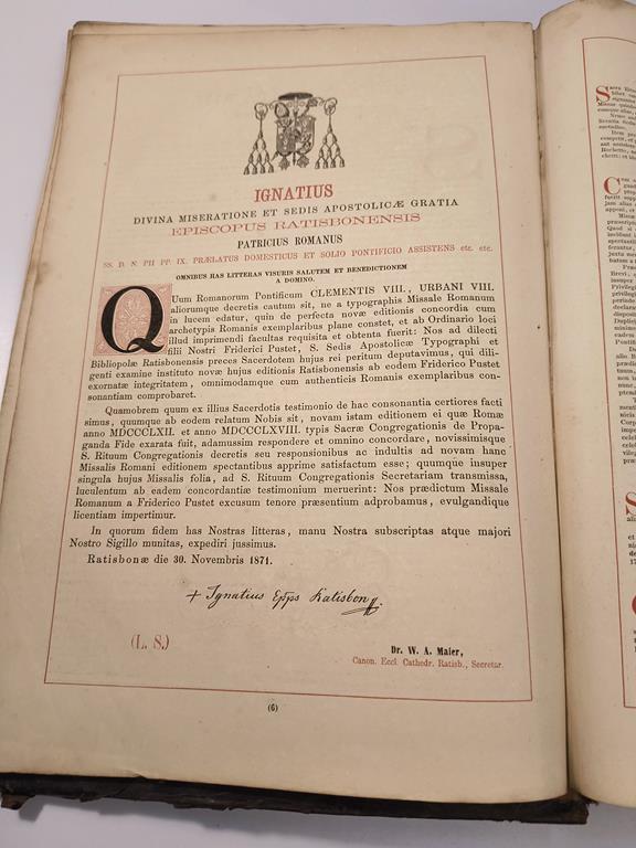 Mszał Rzymski - Missale Romanum, 1872 r.