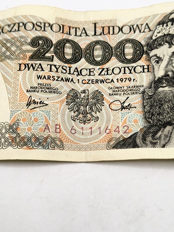 Banknot PRL, 1979 r. - 2 000 zł - Mieszko I, Bolesław Chrobry