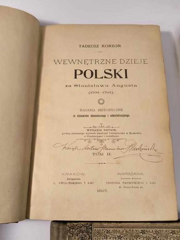 Książka "Wewnętrzne dzieje Polski za Stanisława Augusta" Tadeusz Korzon, 1897-1898 r.