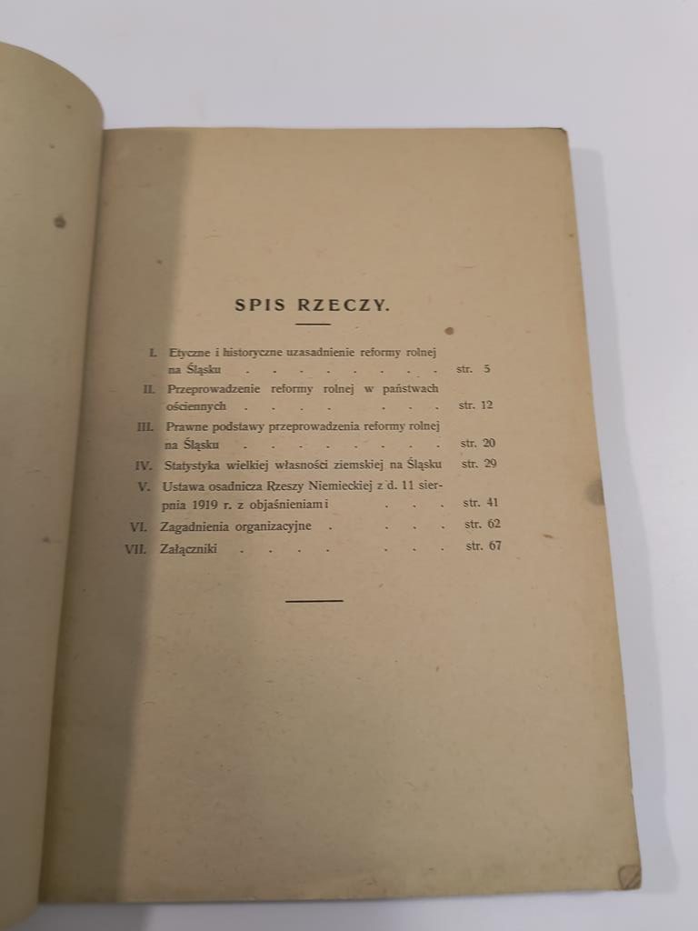 Książka "Reforma rolna na Górnym Śląsku" Dr Kazimierz Rakowski, 1925 r.