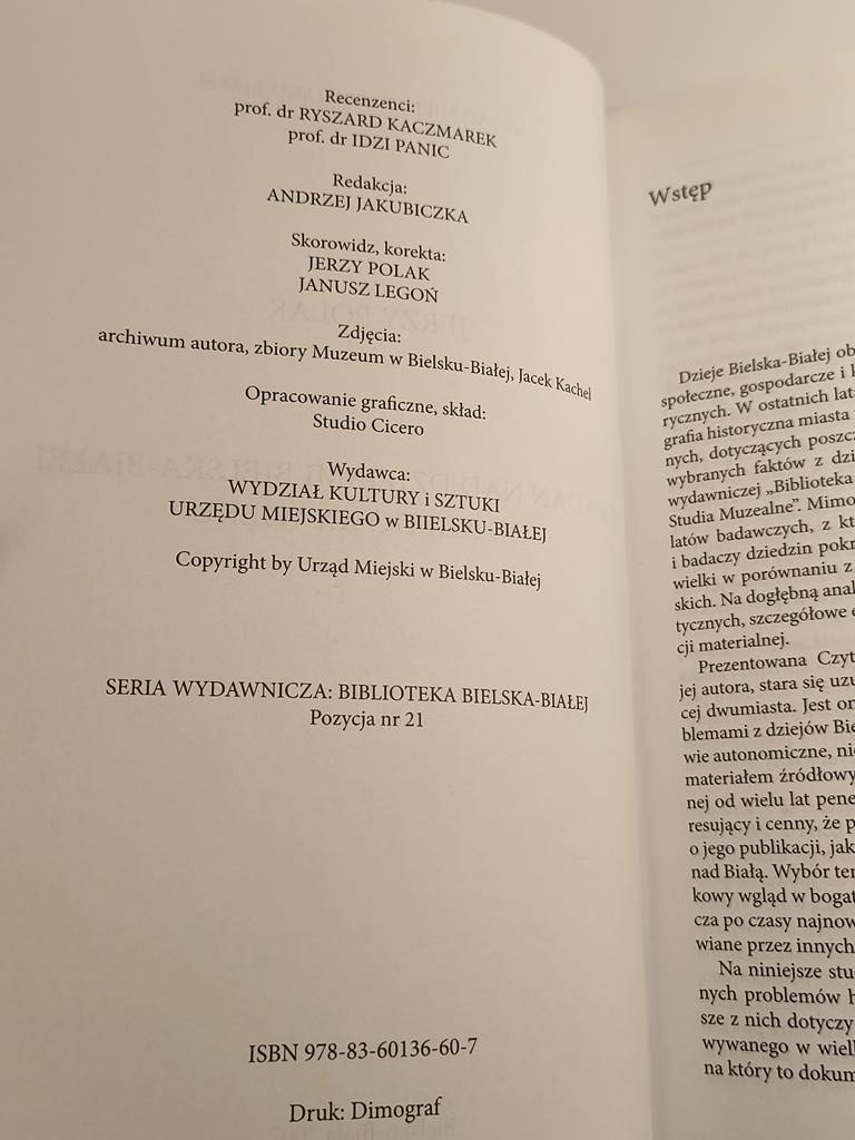 Książka "Z badań nad dziejami Bielska-Białej od XIII do XX wieku" Jerzy Polak, 2007 r.