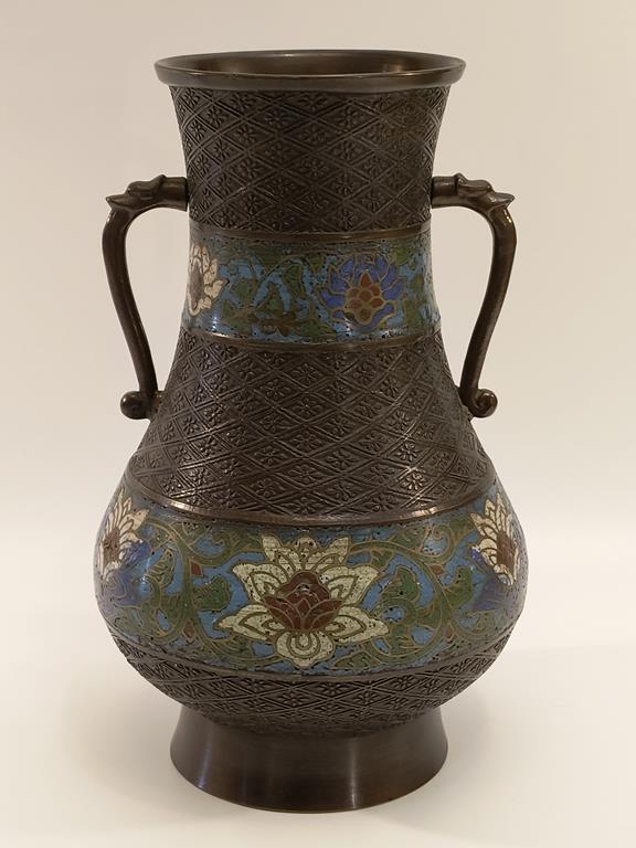 Wazon z brązu-emalia (cloisonne) - Japonia, ok. 1920 r.