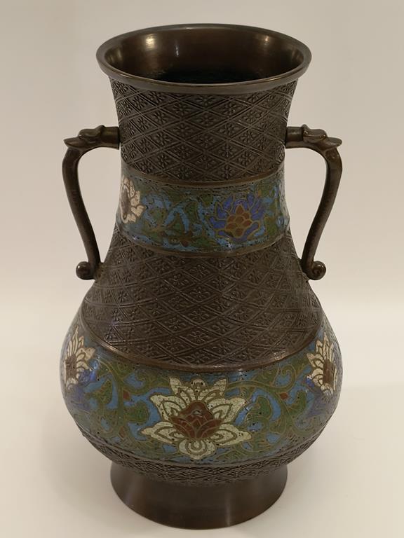 Wazon z brązu-emalia (cloisonne) - Japonia, ok. 1920 r.