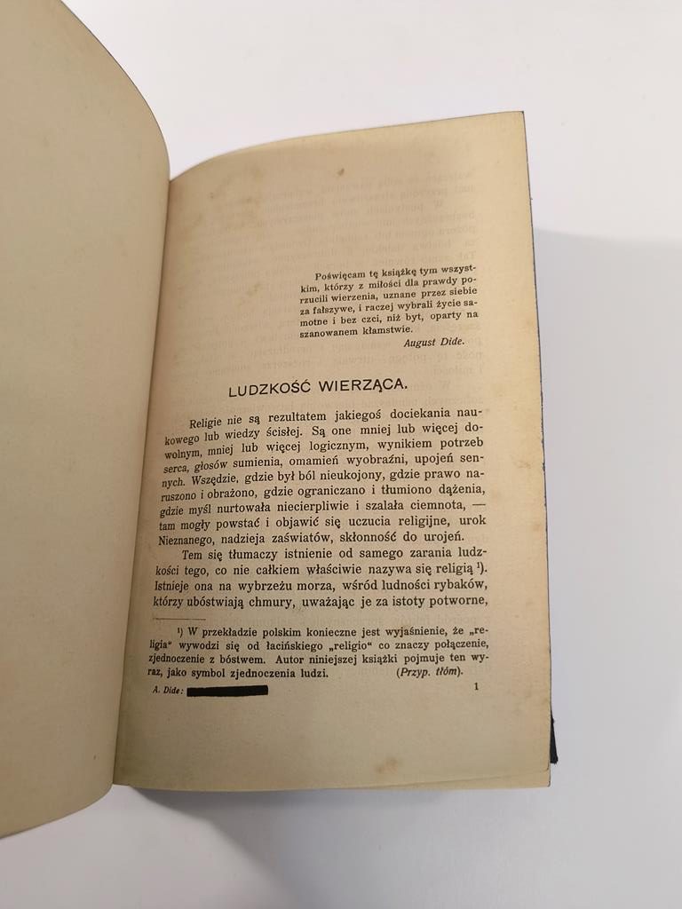 Książka "Religie" August Dide, 1913r.