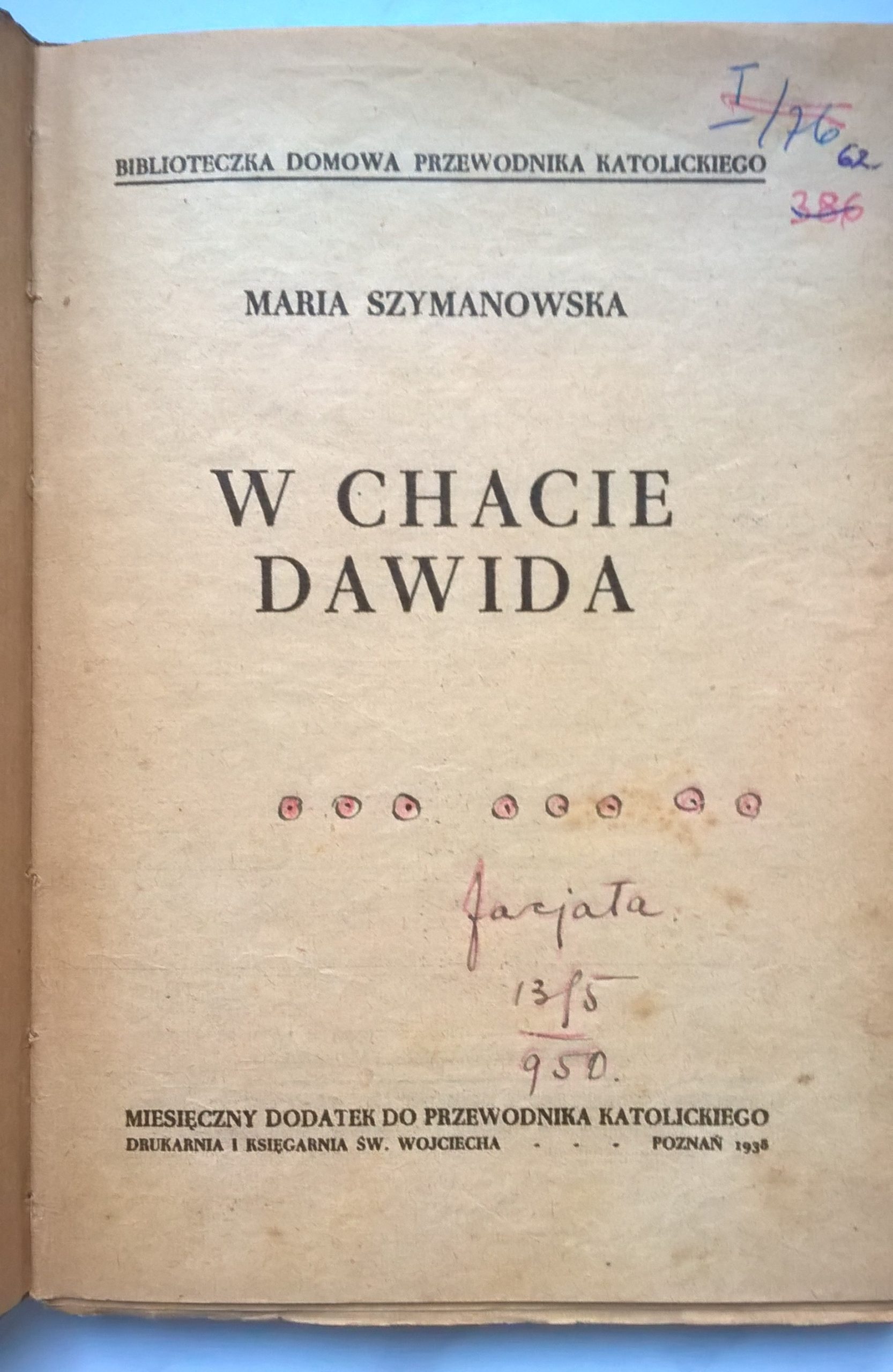 Książka "W chacie Dawida" Maria Szymanowska, 1938 r.