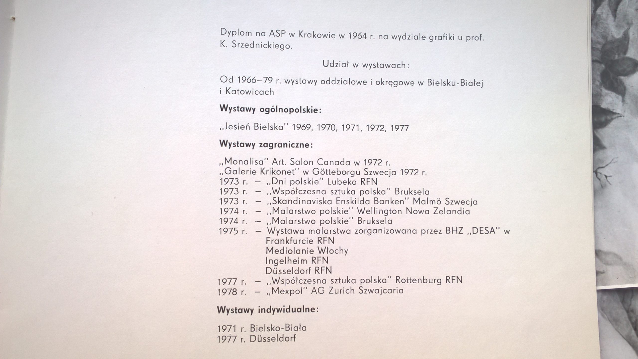 Katalog z wystawy plus zdjęcia - "Malarstwo" Elżbieta Bińczak-Hańderek, wiersze M. Pawlikowska-Jasnorzewska; 1979r.