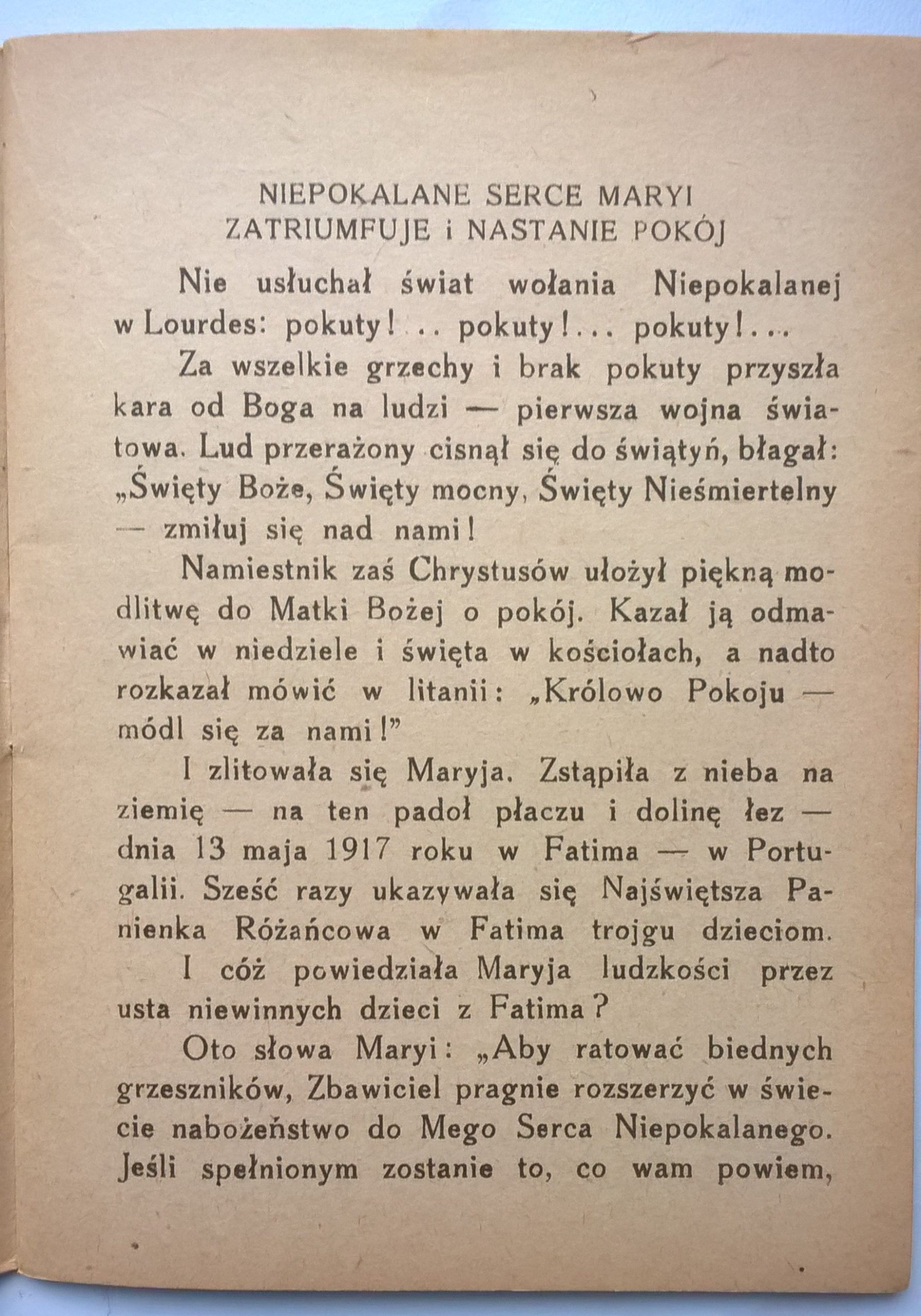 Książeczka "Intronizacja i królowanie Niepokalanego Serca Maryi w odradzającej się Polsce", 1946 r.