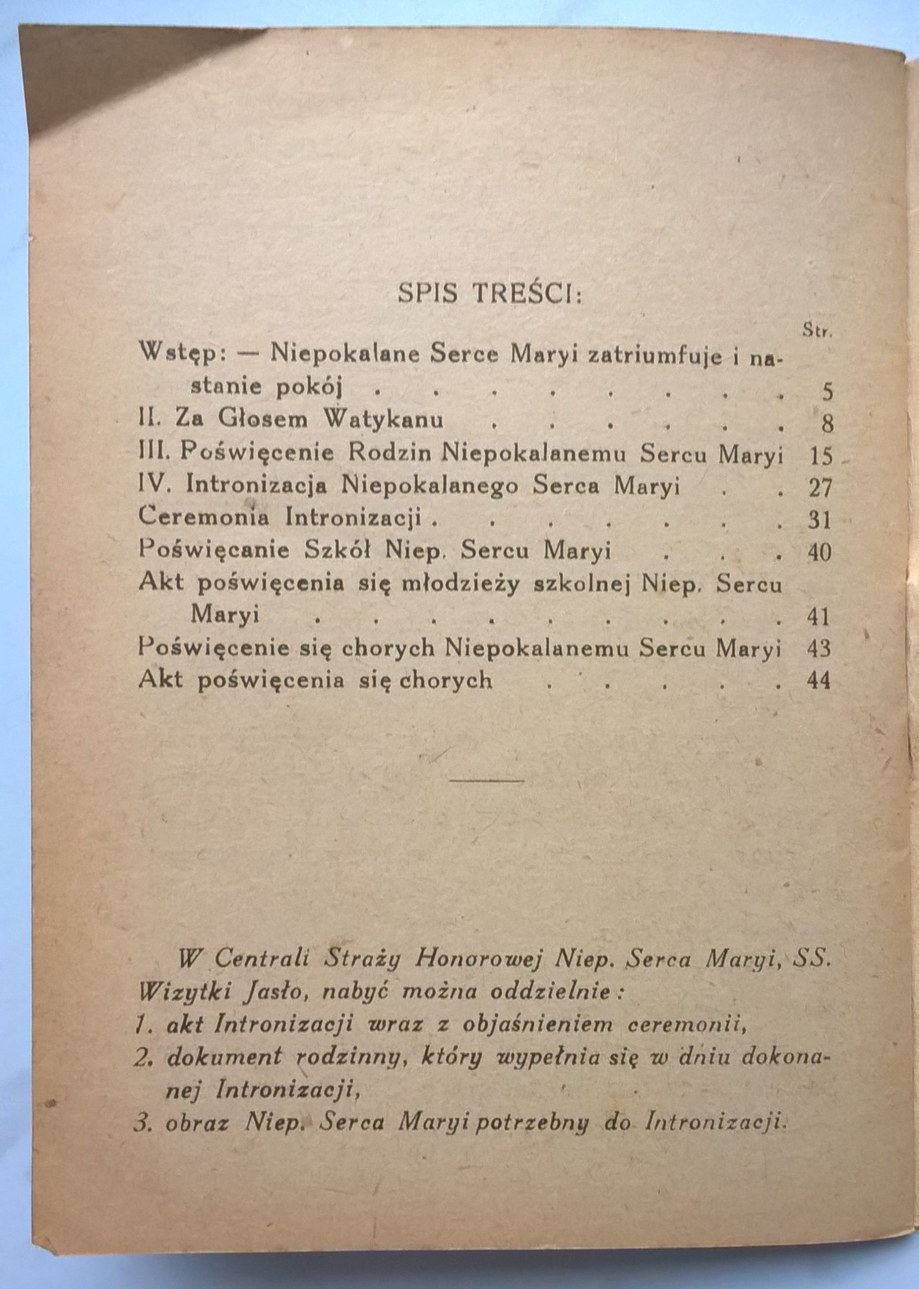 Książeczka "Intronizacja i królowanie Niepokalanego Serca Maryi w odradzającej się Polsce", 1946 r.