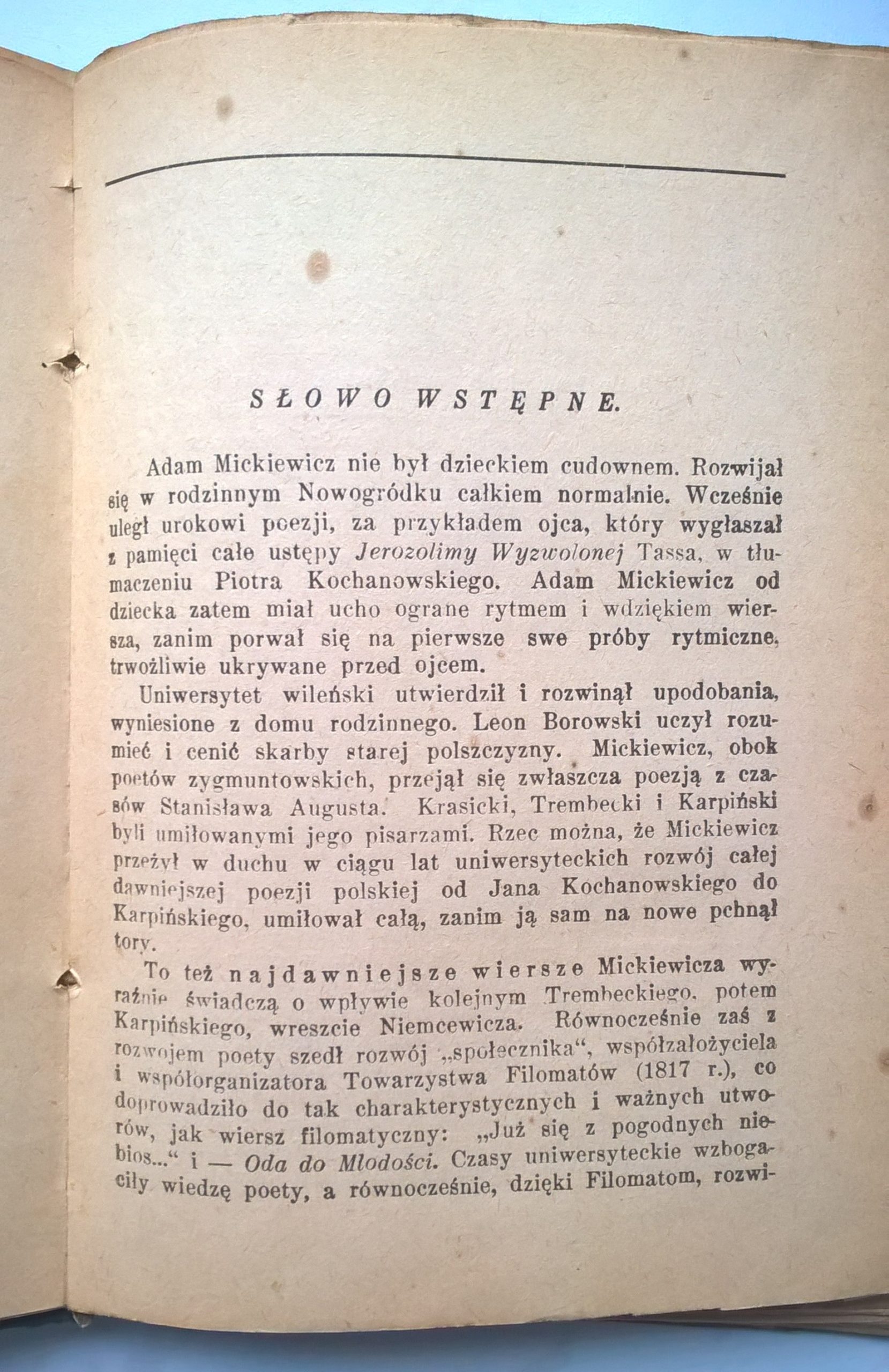 Książka "Adam Mickiewicz POEZJE - wiersze młodzieńcze, ballady, Grażyna", 1919 r.