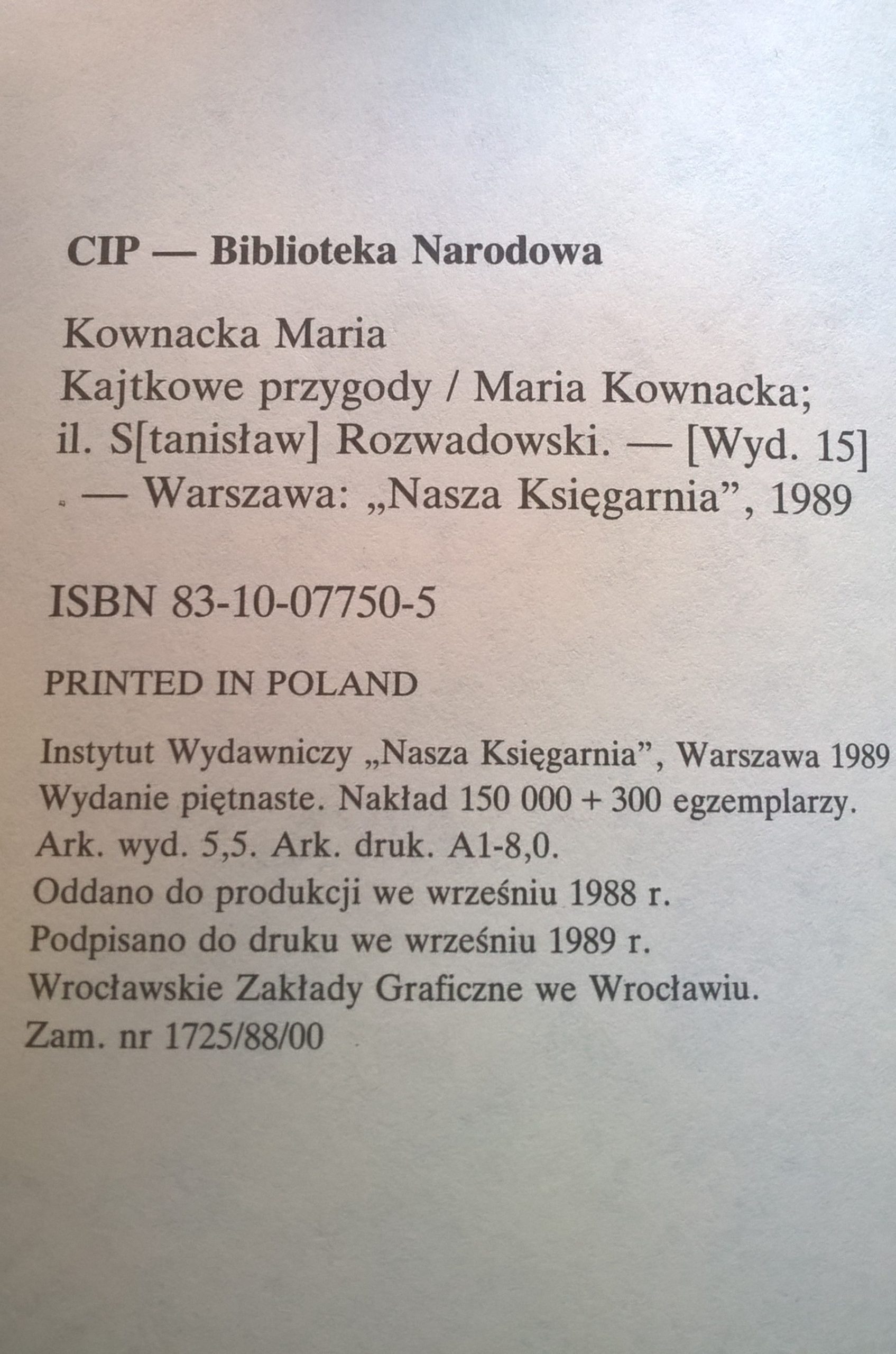 Książka dla dzieci "Kajtkowe przygody" Maria Kownacka, 1989r.