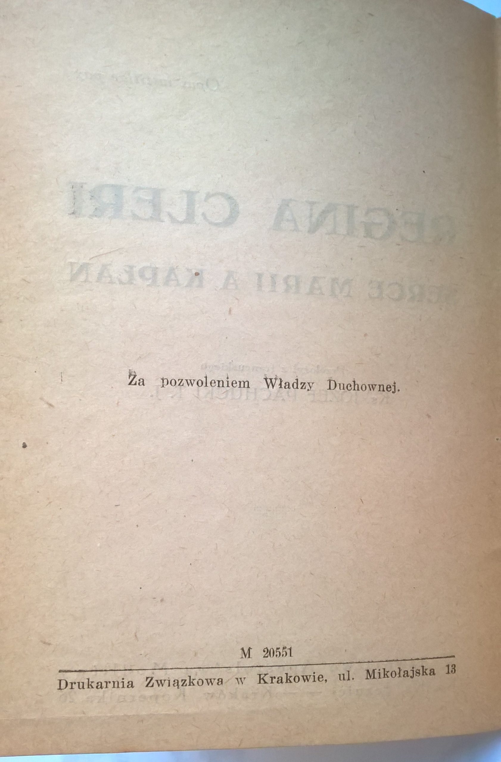 Książeczka "Regina Cleri - Serce Marii a kapłan", tłumaczenie Ks. Józef Pachucki, 1947 r.