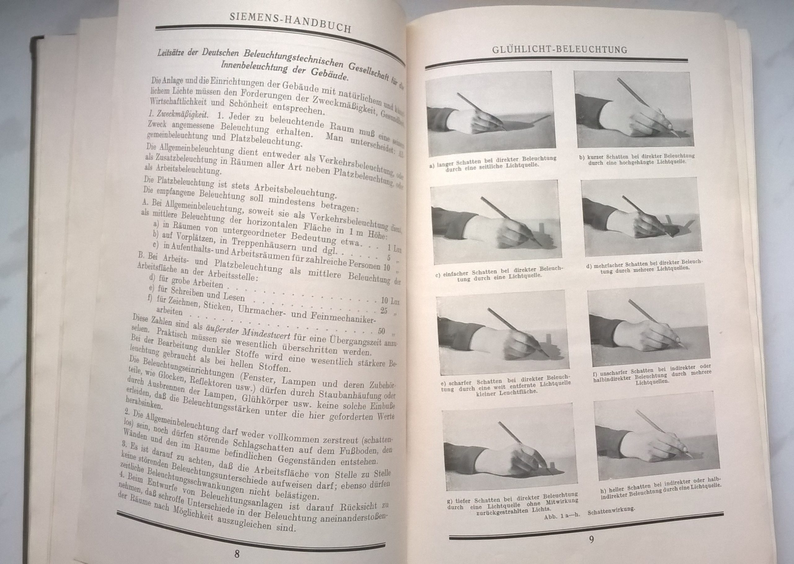 Książka w języku niemieckim "Siemens Handbuch" - Instrukcja obsługi Siemens. Instalacja elektryczna oświetlenia i zasilania, 1922 r.