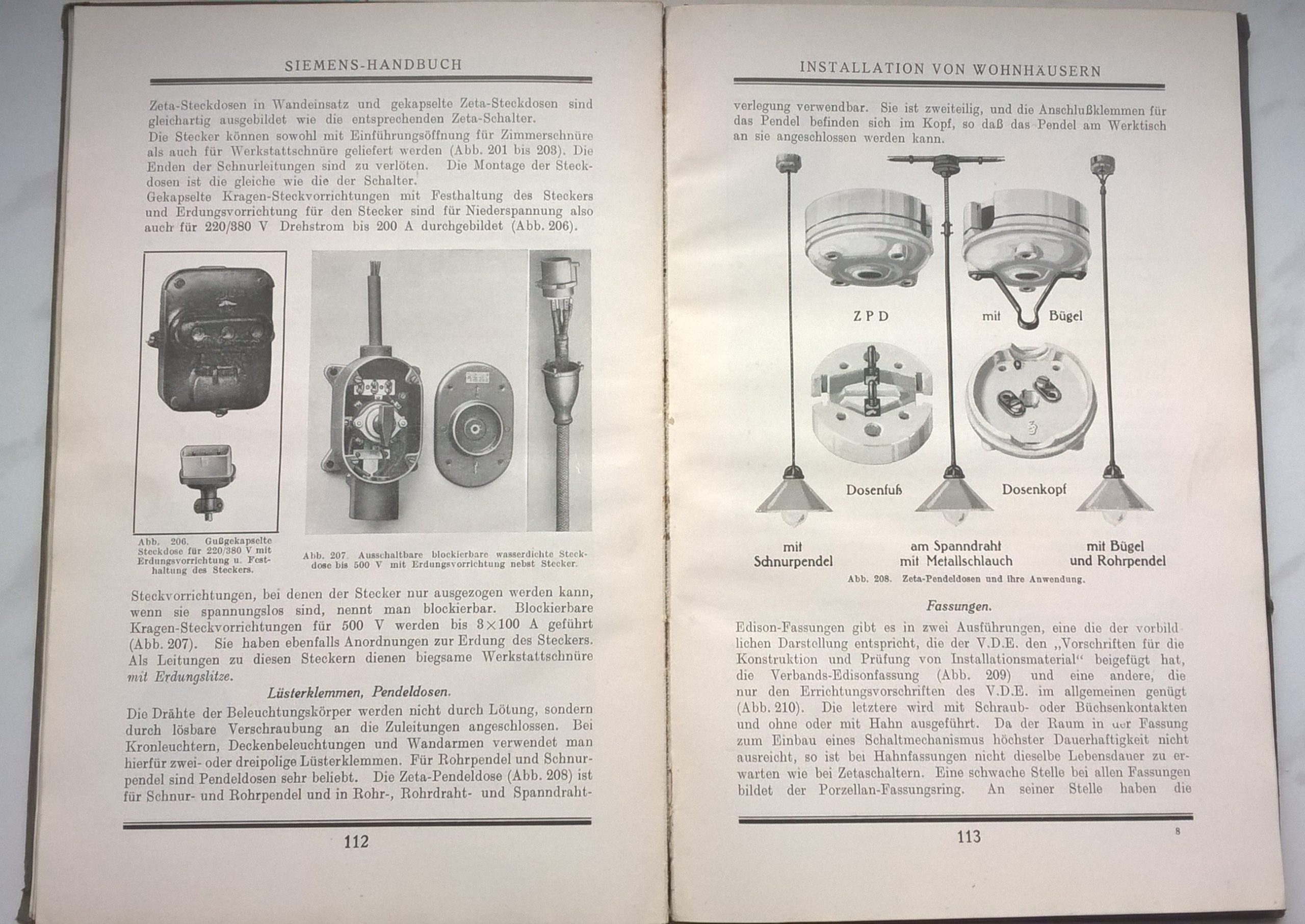 Książka w języku niemieckim "Siemens Handbuch" - Instrukcja obsługi Siemens. Instalacja elektryczna oświetlenia i zasilania, 1922 r.