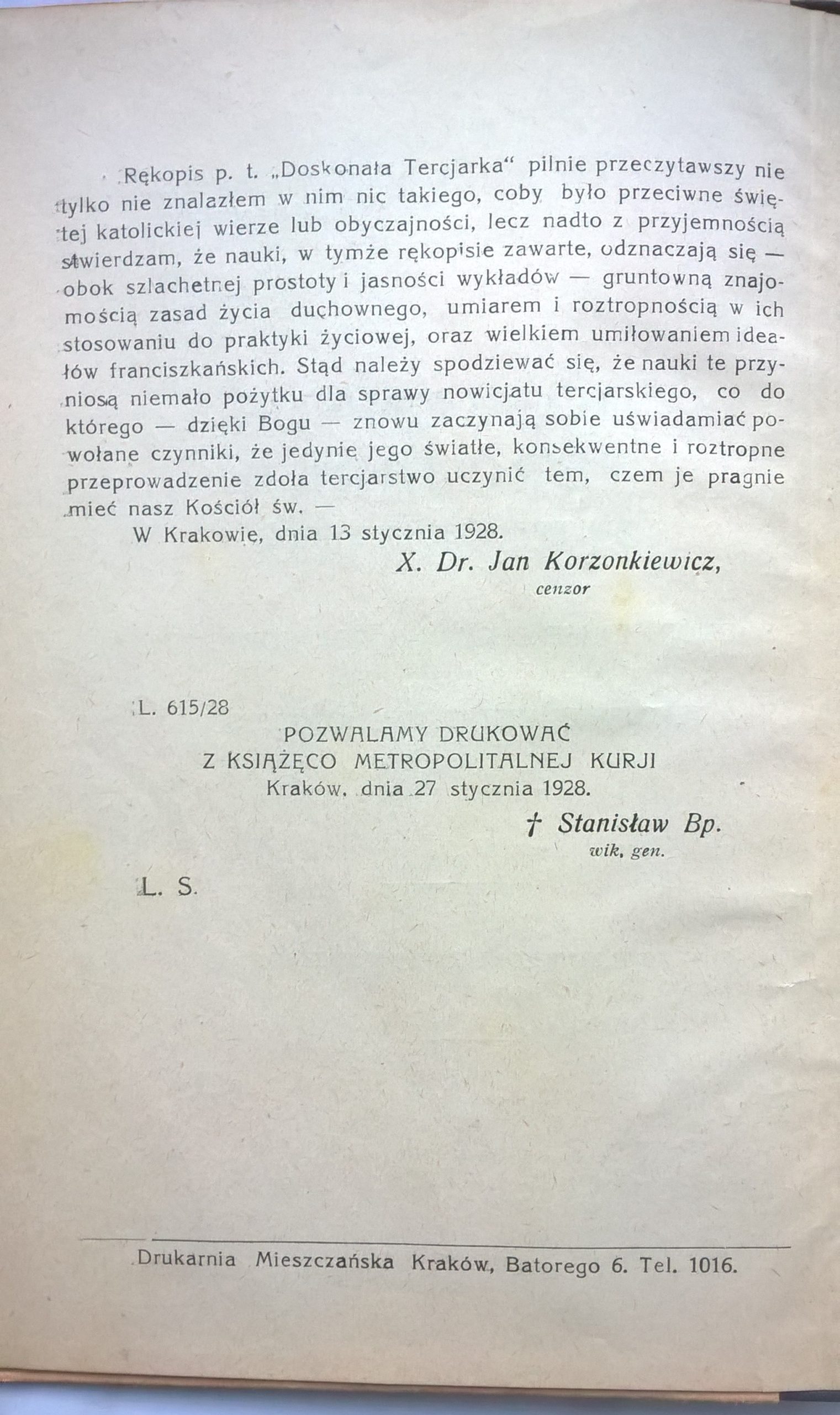 Książka "Doskonała Tercjarka Św. Franciszka z Asyżu", 1928 r.