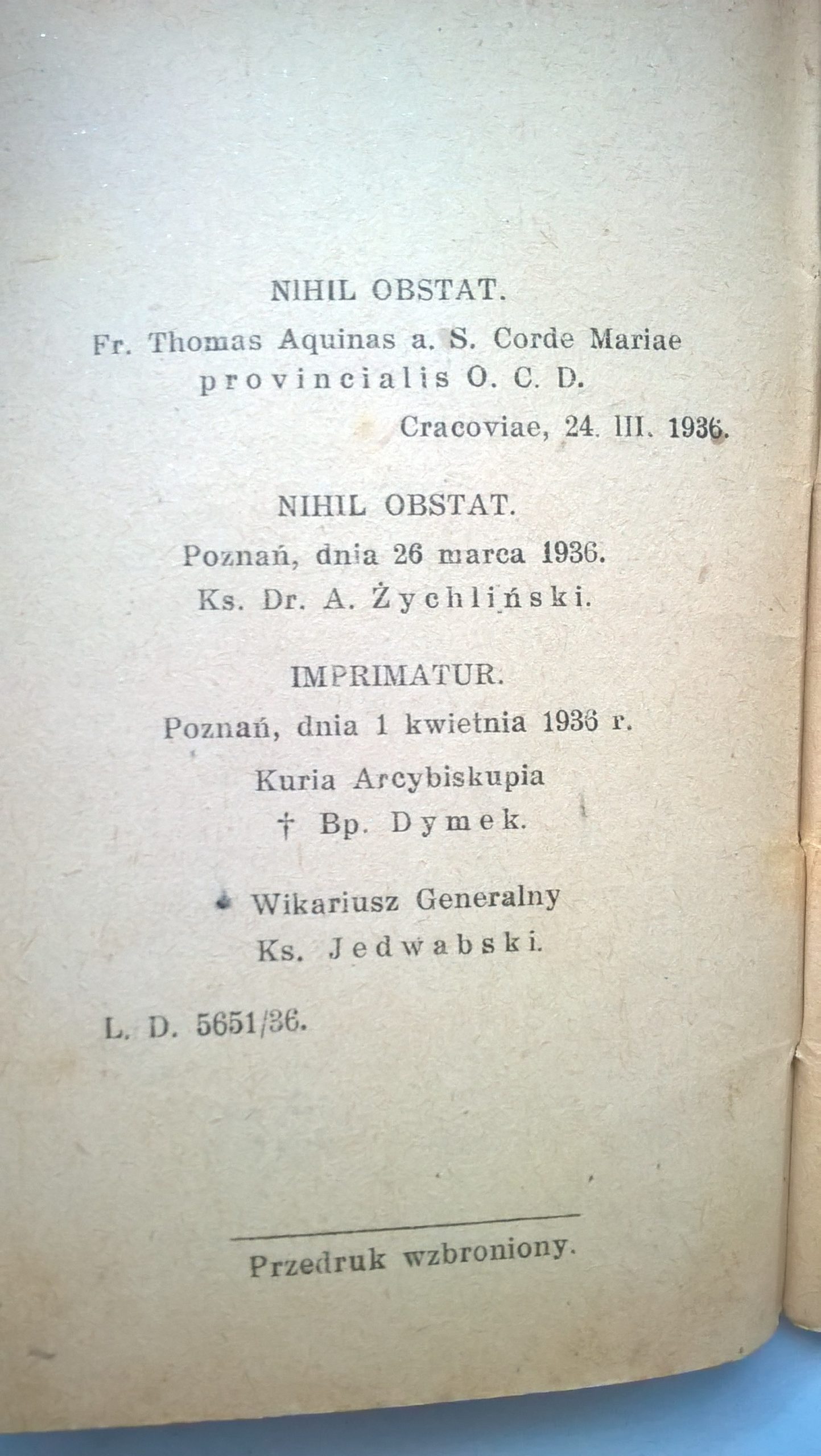 Książeczka "Przestrogi Duchowne" Św. Jan od Krzyża, Doktor Kościoła, 1936 r.