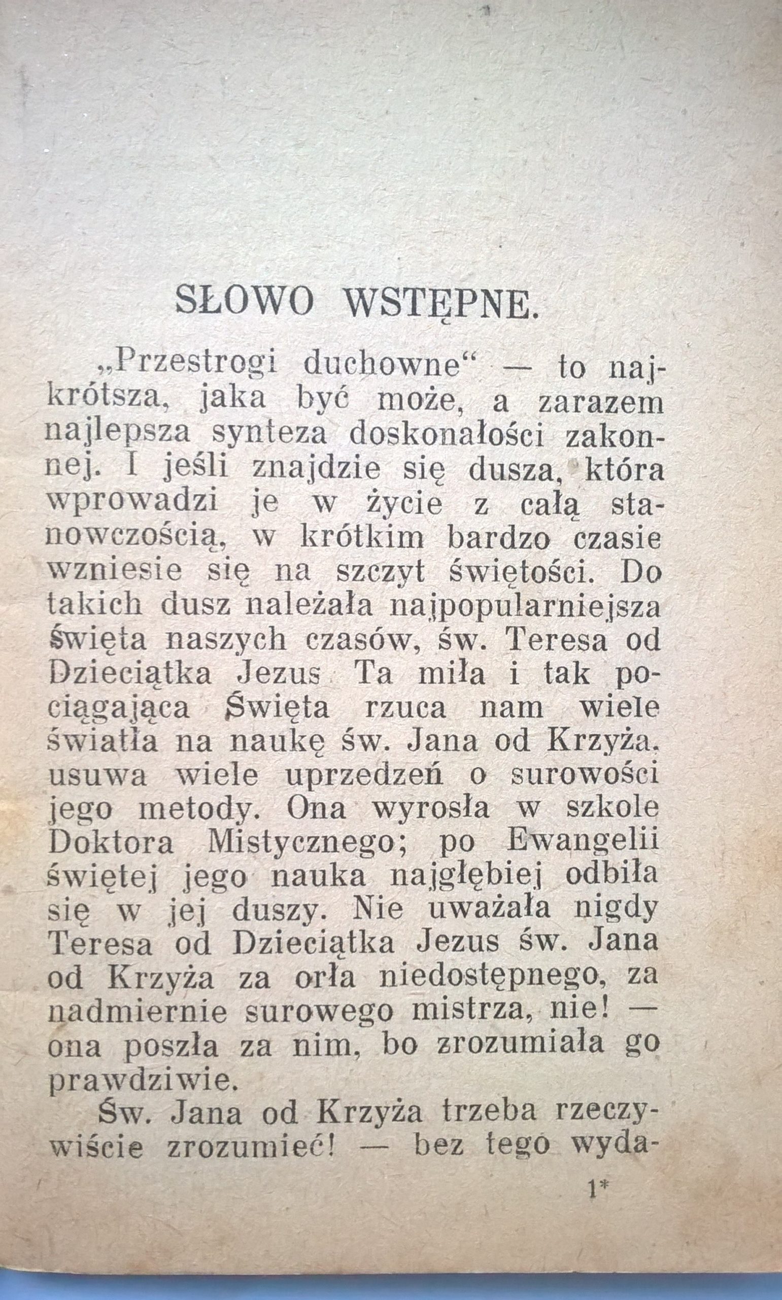 Książeczka "Przestrogi Duchowne" Św. Jan od Krzyża, Doktor Kościoła, 1936 r.