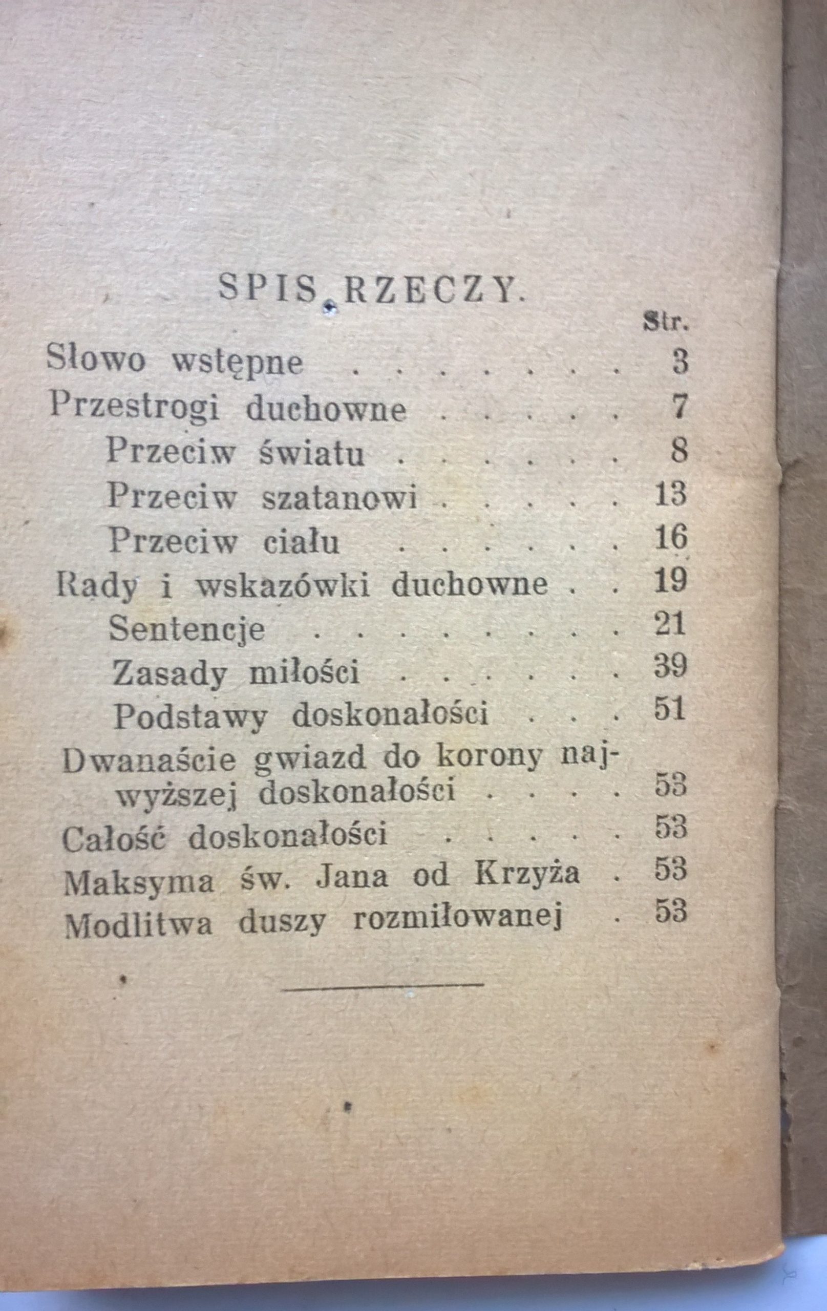 Książeczka "Przestrogi Duchowne" Św. Jan od Krzyża, Doktor Kościoła, 1936 r.