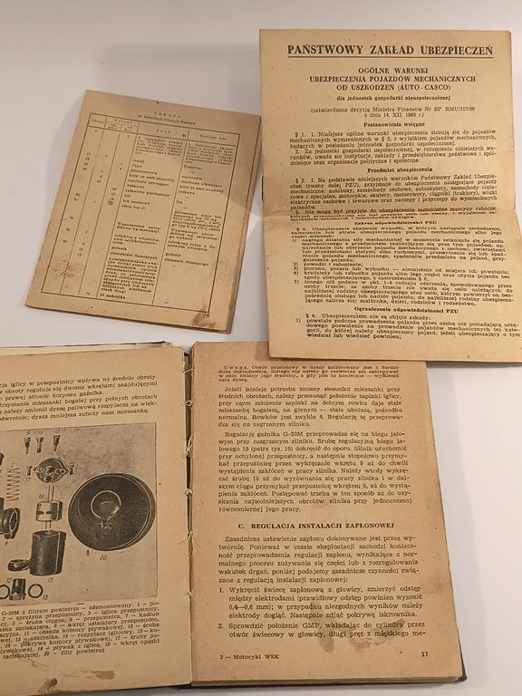 Książka "Motocykl WSK 125, Typy: M06-Z i M06-L - instrukcja obsługi i napraw", 1963 r.