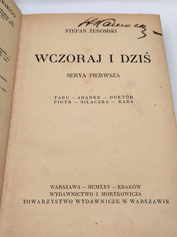 Książka „Wczoraj i dziś” Stefan Żeromski, 1925 r. – ze zbiorów malarza Stanisława Kamockiego