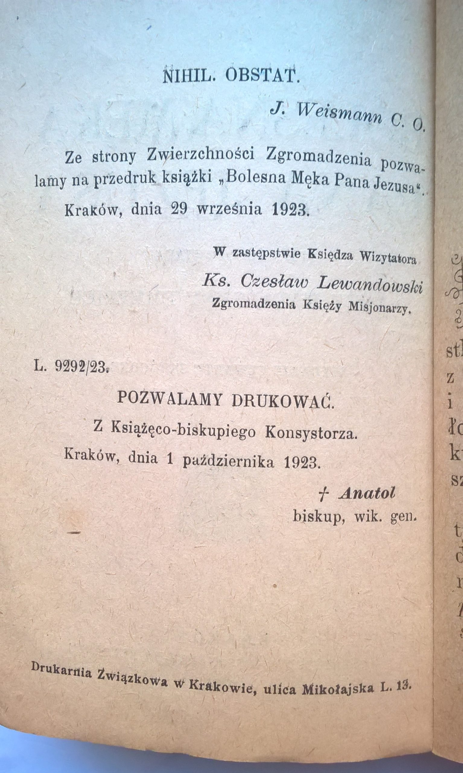 Książeczka "Bolesna Męka Pana Jezusa według opowiadań Anny Katarzyny Emmerich", 1923 r.